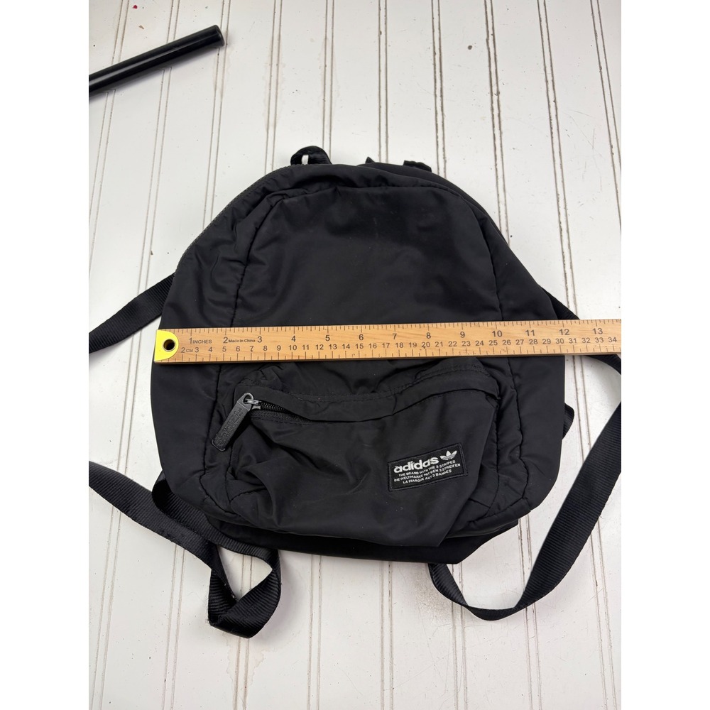 Adidas Originals Mini Black Nylon Quilted Trefoil Logo Backpack Bag - Picture 8 of 10